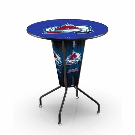 HOLLAND BAR STOOL CO Lighted 42" Black Colorado Avalanche Pub Table L218B42ColAva36RColAva